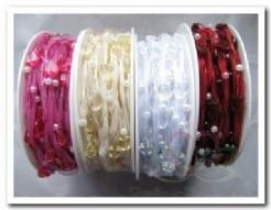 [A-004922] Parel Organza met hartjes Rood rol
