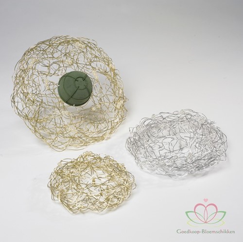 [A-010141] Oasis® Wire and Pearl Collar Parelnet Champagne Goud 20 cm