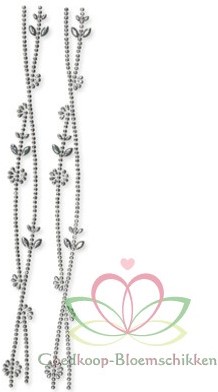 [A-010636] Strass-Parels-Stickerband Zilverkleurig 2 x 30 cm per kaartje