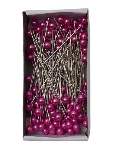 [A-014682] Parelspelden Push pin Fuchsia 6 mm Set 120