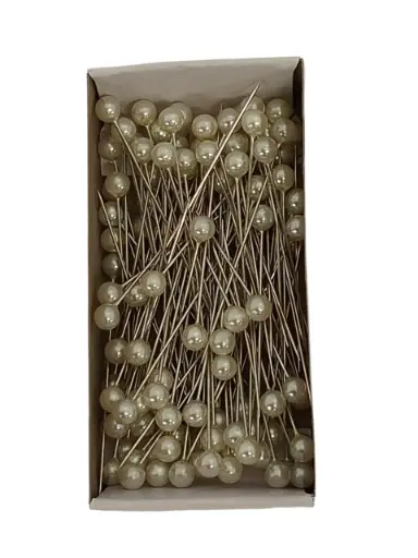 [A-014684] Parelspelden Push pin Ivory 6 mm Set 120