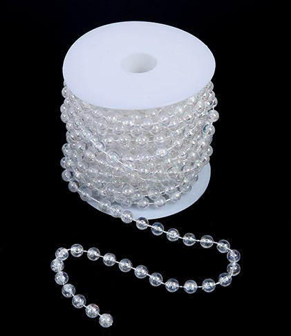 [A-015970] Parelketting Parelguirlande Iridescent Clear 8 mm rol 10 meter