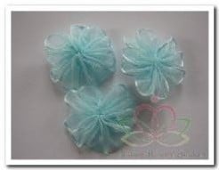 [A-018344] Organza 3 Beads bloemetjes Rose 25 mm 3 stuks
