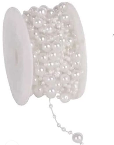 [A-023329] Parelketting Parelguirlande Wit 3+8 mm rol 10 meter