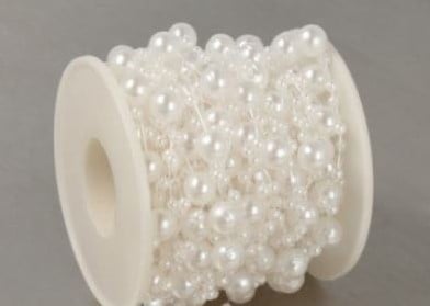 [A-024403] Parelband Strass diamantjes satijn Wit per stuk