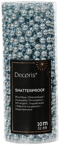 [A-027066] Parelketting, 8 mm Ijsblauw /rol ca. 10 m voor bloemschikken of bruidsboeket