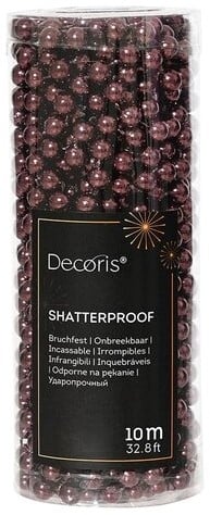 [A-027269] Parelketting, 8 mm Dark Mauve rol ca. 10 m voor bloemschikken of bruidsboeket