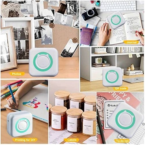 [A-025915] Mini Fotoprinter zwartWit Labelprinter Labelmaker Phomemo C15 MintGroen incl software / st 