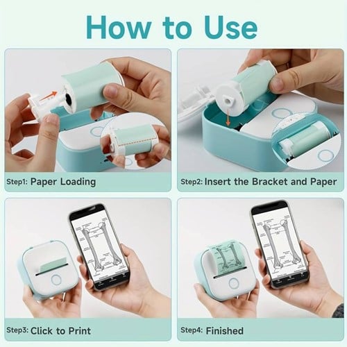 [A-025945] Mini Fotoprinter zwartWit Labelprinter Labelmaker WitGroen Phomemo T02 I incl software / st 