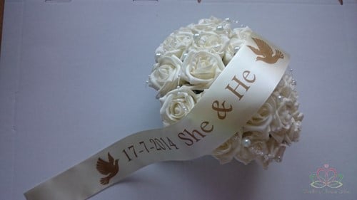 [A-010371-3] Gepersonaliseerd lint met eigen opdruk Ivory 75 cm extra lang 