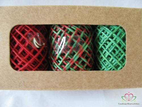 [A-008764] Touw Koord Rood-Groen 3 rollen =15 meter