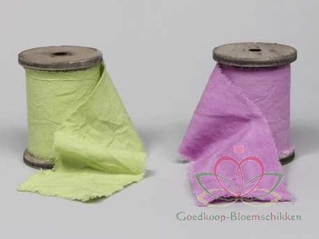 [A-010779] Linnen Jute Fabric Ribbon L-Groen 8,5 cm 3 meter