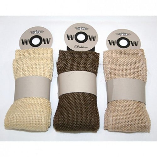 [A-014623] Jute band breed dik Gebleekt 200 cm 70 mm