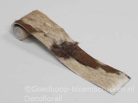 [A-016193] Kunstvel bontje Geit Bruin/Wit 7 cm rol 1 meter