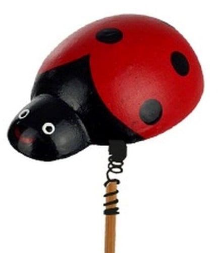 [A-003696] Bijsteker Lieveheersbeestje Rood ca. 20 cm stok per stuk
