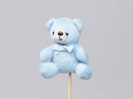 [A-013137] Bijsteker Pluche beertjes Blauw 9 cm pak 8 stuks