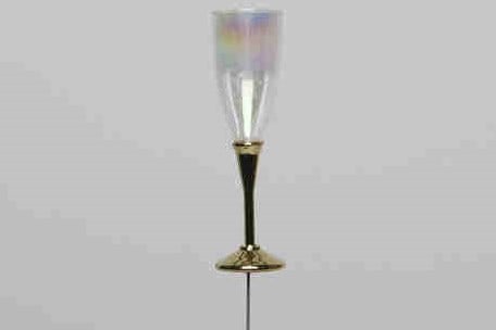 [A-014272] Champagneglas op steker Clear Goud 7.5 cm doos 12 stuks