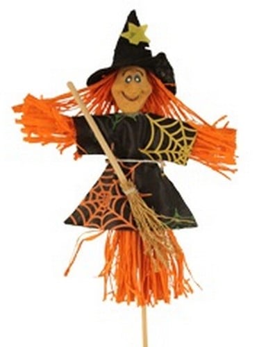 [A-014327] Bijsteker Halloween Heks met bezem 15x10 cm