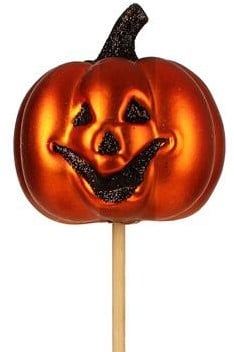 [A-016400] Bijsteker Halloween Pompoen Scary 6 cm +12 cm stok zak 24 stuks