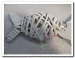 [A-007663] Guirlande rieten visjes Wit White wash 10 stuks