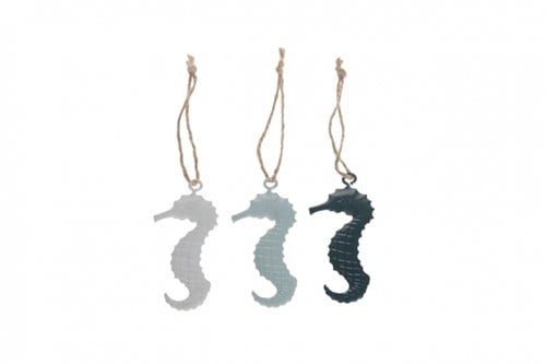 [A-014093] Hanger metaal Zeepaardje Seahorse 6.5 cm pak 9 stuks