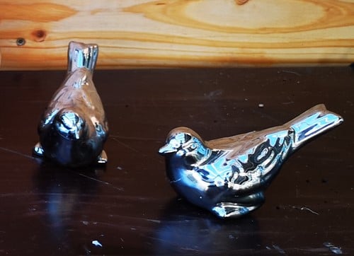 [A-024137] Vogel keramiek Zilver per stuk