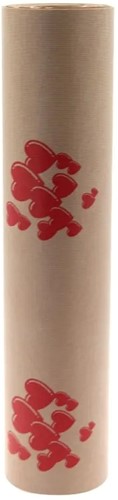 [A-024294] Kraftpapier Inpakpapier Rood Hartjes 50 cm x 125 meter