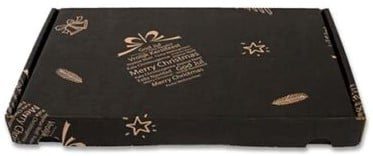 [A-025033] Brievenbusdoos kerst zwart-bruin enkel golf verzenddoos 299x213x27 mm