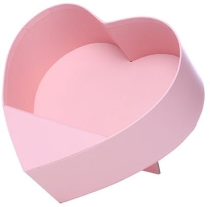 [A-025748] Bloemendoos Roze hartvorm karton standaard staand open flowerbox cadeau doos 24.5 cm