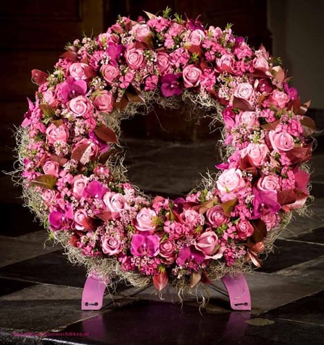 [A-006528] OASIS® Mini Krans 42 cm met staander oase voor verse bloemen