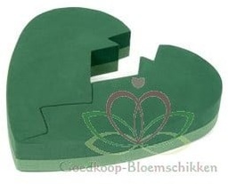 [A-009400] Gebroken Hart steekschuimvorm oase voor verse bloemen 39 cm
