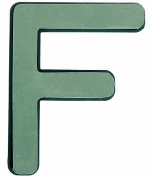 [A-019671] Letter F 30 x 20 cm Premier met Plastic bodem steekschuimvorm oase voor verse bloemen past NIET op frame B-keus