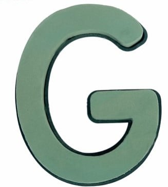 [A-019672] Letter G 30 x 20 cm Premier met Plastic bodem steekschuimvorm oase voor verse bloemen past NIET op frame B-keus