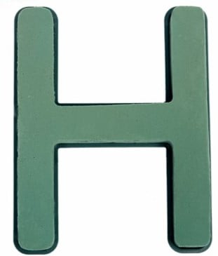 [A-019675] Letter H 30 x 20 cm Premier met Plastic bodem steekschuimvorm oase voor verse bloemen past NIET op frame B-keus