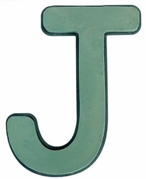 [A-019676] Letter J 30 x 20 cm Premier met Plastic bodem steekschuimvorm oase voor verse bloemen past NIET op frame