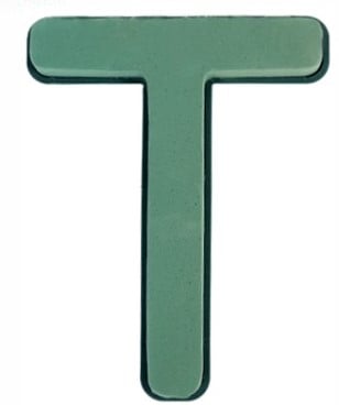 [A-019683] Letter T 30 x 20 cm Premier met Plastic bodem steekschuimvorm oase voor verse bloemen past NIET op frame B-keus