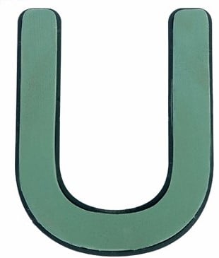 [A-019684] Letter U 30 x 20 cm Premier met Plastic bodem steekschuimvorm oase voor verse bloemen past NIET op frame B-keus