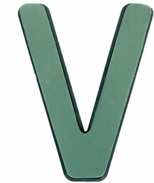 [A-019685] Letter V 30 x 20 cm Premier met Plastic bodem steekschuimvorm oase voor verse bloemen past NIET op frame B-keus