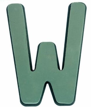 [A-019686] Letter W 30 x 20 cm Premier met Plastic bodem steekschuimvorm oase voor verse bloemen past NIET op frame B-keus