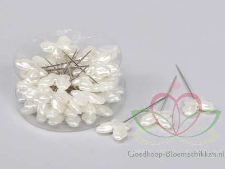 [A-011740] Vlindertjes parelmoer op pin 2,5x2 cm 36 stuks