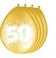 [A-006963] Ballon getal 50 metallic Goud 30 cm 8 stuks