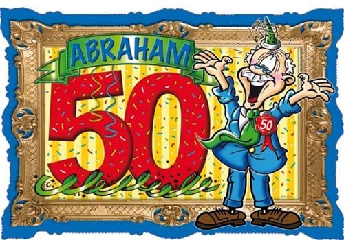 [A-008129] Deurbord Hulde Abraham 50 jaar 47x33 cm