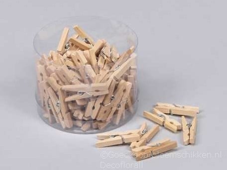 [A-015101] Knijpertjes Hout Naturel 3 cm 72 stuks