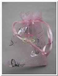 [A-003987] Cadeauzakje giftbag Organza Butterfly Rose Zilver 7x9 cm