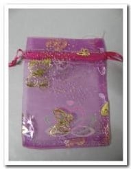 [A-004322] Cadeauzakje giftbag Organza Butterfly Magenta 7x9 cm