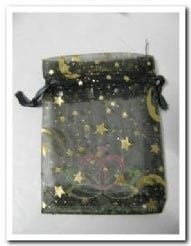 [A-004323] Cadeauzakje giftbag Organza Star Black 7x9 cm