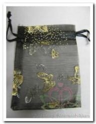 [A-004393] Cadeauzakje giftbag Organza Golden Butterfly Black 7x9 cm