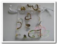 [A-005178] Cadeauzakje giftbag Organza Golden Heart White Goud 7x9 cm