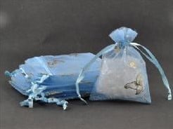 [A-007402] Cadeauzakje giftbag Organza Golden Butterfly Lichtblauw 7x9 cm