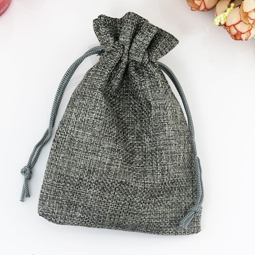[A-013944] Cadeauzakje giftbag Grijs Linnen Jute 7x9 cm